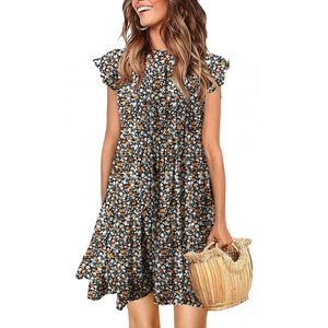 kirundo | floral babydoll dress high neck ruffle cap sleeves xxl nwt